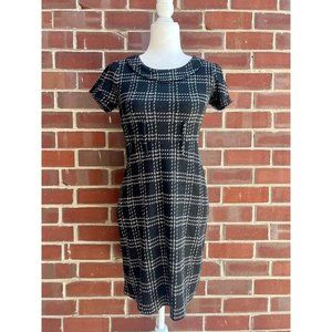 Lucy & Laurel Dress Sheath Plaid Collared Black Grey 4